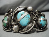 Magnificent Vintage Native American Navajo Oval Turquoise Sterling Silver Bracelet Cuff-Nativo Arts