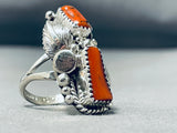 Beautiful Native American Navajo Coral Sterling Silver Ring-Nativo Arts
