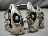 Superior Vintage Native American Navajo Green Turquoise Sterling Silver Bracelet Old-Nativo Arts