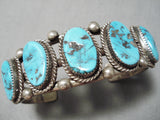 Authentic Vintage Native American Navajo Turquoise Sterling Silver Bracelet Old-Nativo Arts