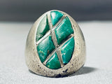 Huge Heavy Vintage Native American Navajo Cerrillos Turquoise Sterling Silver Ring-Nativo Arts