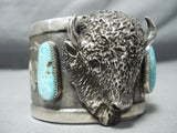 Incredible San Felipe Turquoise Sterling Silver Buffalo Bracelet-Nativo Arts
