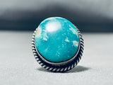 Beautiful Vintage Native American Navajo Blue Green Turquoise Sterling Silver Ring-Nativo Arts