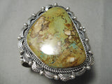 Important Native American Navajo Hand Scalloped Sterling Silver Royston Turquoise Bracelet-Nativo Arts