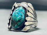 31 Grams Hefty Mens Vintage Native American Navajo Turquoise Sterling Silver Ring Old-Nativo Arts