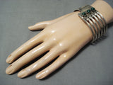 Roger Skeet Vintage Native American Navajo Malachite Sterling Silver Bracelet-Nativo Arts
