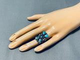 Native American Phenomenal Vintage Navajo Pilot Mountain Turquoise Sterling Silver Ring-Nativo Arts