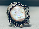 Cute Vintage Navajo Pink Shell Sterling Silver Native American Ring Old-Nativo Arts