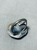 Chunky Vintage Native American Navajo #8 Turquoise Sterling Silver Leaf Ring Old-Nativo Arts