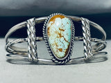 Rare Turquoise Vintage Native American Navajo 8 Turquoise Sterling Silver Bracelet-Nativo Arts