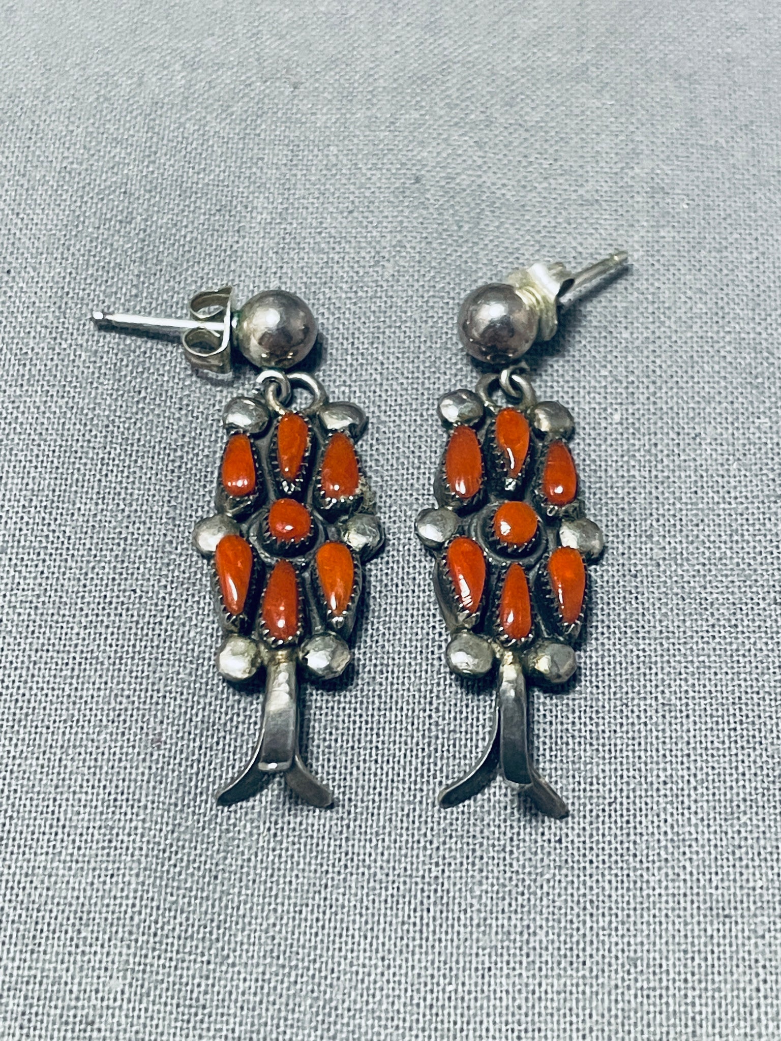 Marvelous Vintage Native American Navajo Coral Cluster Sterling Silver ...