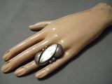 Superlative Vintage Navajo Peal Sterling Silver Leaf Native American Ring Old-Nativo Arts