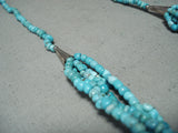 Fantastic Vintage Navajo Native American Turquoise Sterling Silver Necklace Old-Nativo Arts