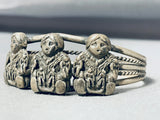 One Of The Most Detailed Vintage Native American Navajo Sterling Silver Bracelet-Nativo Arts