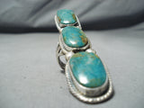 One Of The Tallest Important Native American Navajo Turquoise Sterling Silver Ring-Nativo Arts
