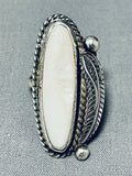 Taller Vintage Native American Navajo Pearl Sterling Silver Leaf Ring Old-Nativo Arts