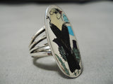 Important Zuni Bird Inlayer Sterling Silver Native American Ring-Nativo Arts
