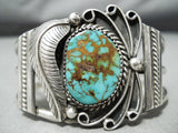 Swirling Silver Work Vintage Native American Navajo Royston Turquoise Sterling Bracelet-Nativo Arts