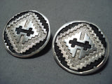 Important Vintage Navajo Sterling Silver Earrings Native American-Nativo Arts