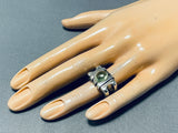 Native American Stunning Vintage Apache Peridot Sterling Silver Thick Heavy Ring-Nativo Arts