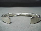 Authentic Vintage Native American Navajo Orville Tsinnie Sterling Silver Coil Bracelet Old-Nativo Arts