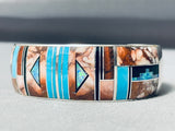 Important Vintage Native American Navajo Mary Morgan Turquoise Sterling Silver Inlay Bracelet-Nativo Arts