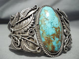 One Of The Best Vintage Native American Navajo Flower Royston Turquoise Sterling Silver Bracelet-Nativo Arts