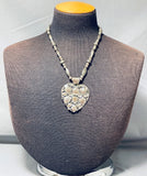 Huge Heart Vintage Native American Navajo Sterling Silver Hand Tooled Necklace-Nativo Arts