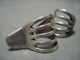 Striking Vintage Native American Navajo Antive American Sterling Silver Earrings-Nativo Arts