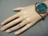 Intense Spiderweb Turquoise Sterling Silver Vintage Native American Navajo Bracelet Old-Nativo Arts