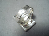 Eye Catching Zuni Native American Turquoise Jet Sterling Silver Ring-Nativo Arts