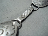 Hand Tooled Quality Vintage Native American Navajo Sterling Silver Concho Necklace Old-Nativo Arts