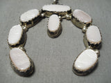 One Of The Best Vintage Native American Navajo Pink Shell Sterling Silver Necklace Old-Nativo Arts