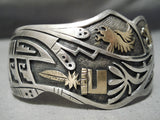 One Of The Best Vintage Native American Navajo Overlay Sterling Silver Gold Bracelet-Nativo Arts