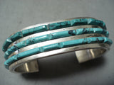 Tremendous Vintage Native American Navajo Turquoise Sterling Silver Bracelet Old-Nativo Arts