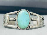 Captivating Vintage Native American Navajo Pilot Mountain Turquoise Sterling Silver Bracelet-Nativo Arts