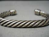 Marvelous Vintage Native American Navajo Thicker Sterling Silver Coil Bracelet Old-Nativo Arts