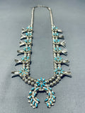 Exquisite Vintage Native American Zuni Sleeping Beauty Turquoise Sterling Silver Squash Blossom-Nativo Arts