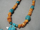 Native American One Of The Best Vintage Santo Domingo Turquoise Thunderbird Necklace-Nativo Arts