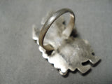 Huge Dancing Kachina Vintage Zuni Native American Turquoise Sterling Silver Ring-Nativo Arts