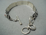 Remarkable Navajo Coral Sterling Silver Bracelet Native American-Nativo Arts