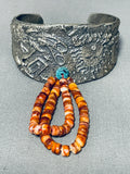 One Of The Most Unique Ever Native American Navajo Turquoise Sterling Silver Jacla Bracelet-Nativo Arts