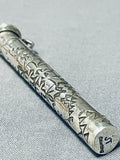 Amazing Native American Navajo Coral Sterling Silver Toothpick Holder Signed-Nativo Arts