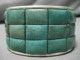 Native American Colossal Stone To Stone Inlay Green Turquoise Sterling Silver Bracelet-Nativo Arts