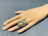 Rare Turquoise Native American #8 Sterling Silver Stamped Ring-Nativo Arts