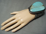 One Of The Biggest Best Bearr Bracelet Native American Navajo Turquoise Sterling Silver Bracelet-Nativo Arts