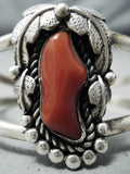 Lena Smiley Vintage Navajo Coral Sterling Silver Bracelet Native American-Nativo Arts