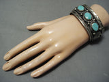 Heavy Vintage Navajo/ Mexican Turquoise Sterling Silver Bracelet Old-Nativo Arts
