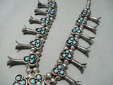 Women's Turquoise Vintage Native American Navajo Sterling Silver Squash Blossom Necklace-Nativo Arts