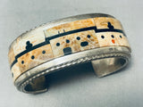 6-1/2' Wrist Vintage Native American Zuni Pueblo Turquoise Inlay Sterling Silver Bracelet-Nativo Arts